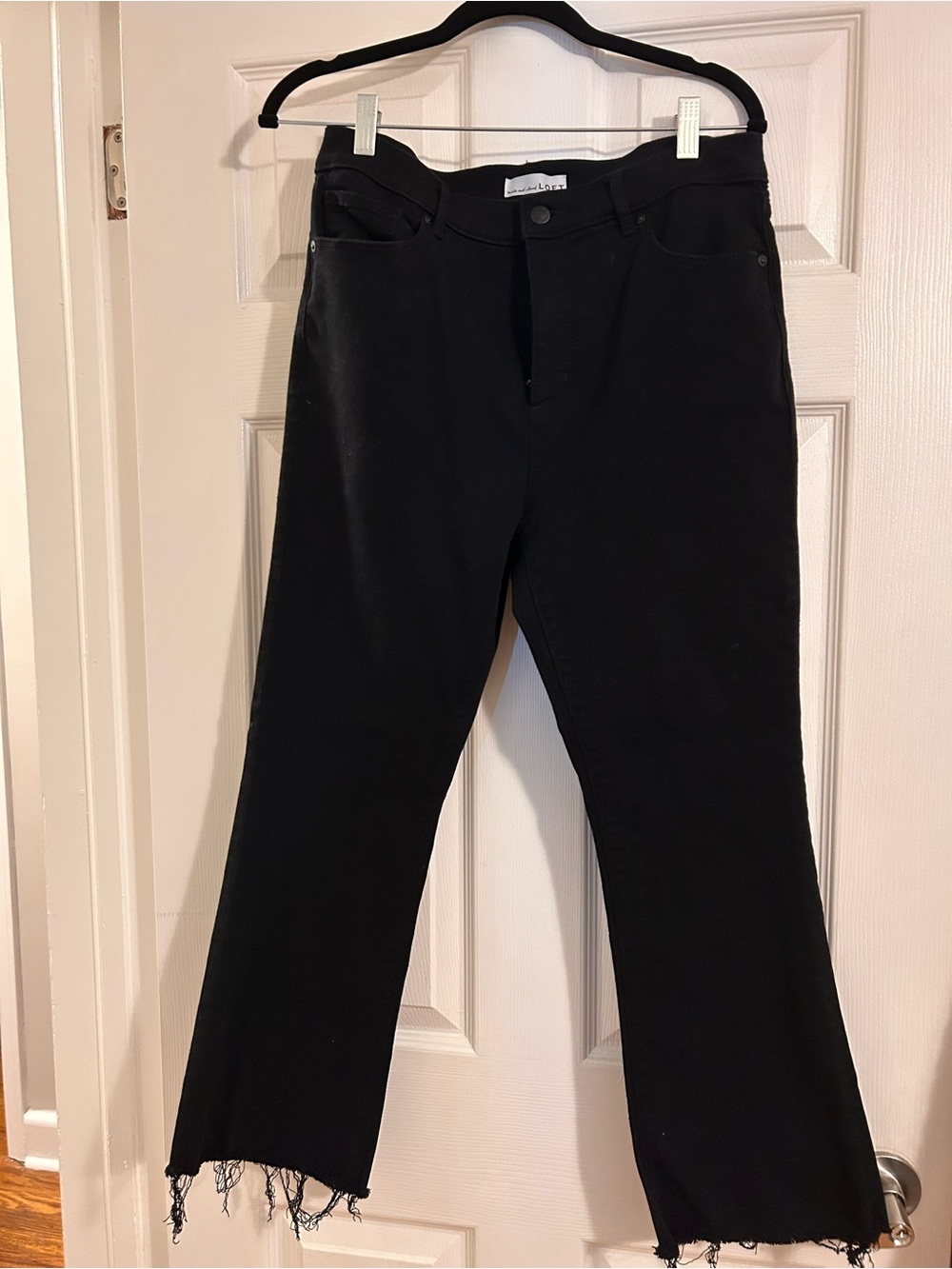 LOFT Black Kick Crop Raw Hem Jeans